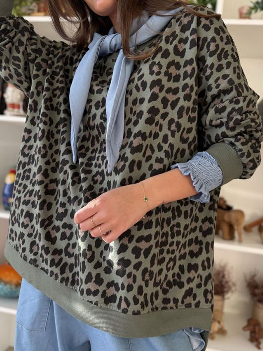 Untamed Classic High Low Sweatshirt Khaki